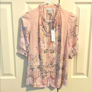NWT-Cupcakes and Cashmere Soft Pink, Floral Blouse